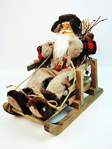 WOWGADGET Decorazione natalizia Babbo Natale con slitta, 30 cm, decorazione invernale Babbo Natale per interni ed esterni, decorazione natalizia e Babbo Natale