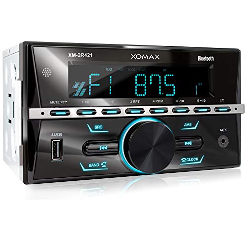 XOMAX XM-2R421 Autoradio con Bluetooth I RDS I AM, FM I USB, AUX I 7 Colori di illuminazione regolabili I 2 DIN