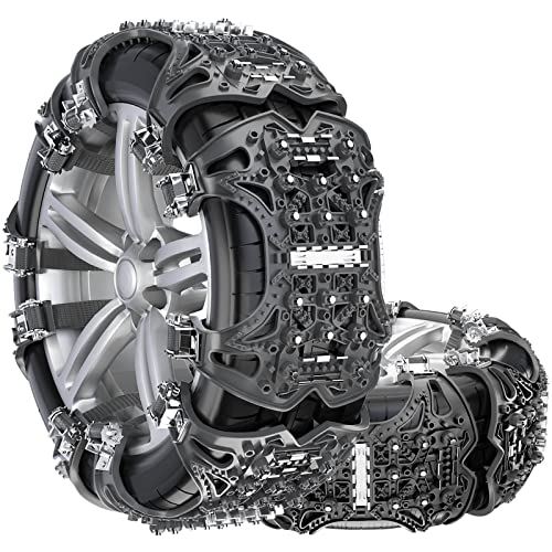 YeXhot Catene da neve universali per pneumatici auto, adatte per pneumatici di larghezza 165 – 285 mm, catene per pneumatici invernali, montaggio rapido, catene antiscivolo, 6 pezzi (nero)