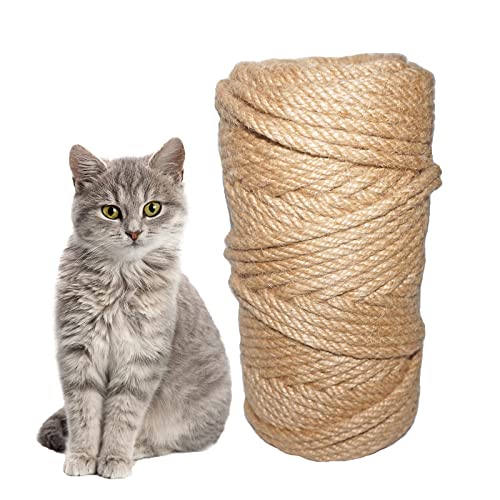 Yocuzee Corda di Sisal da 50 m (spessore 6 mm), corda di Sisal naturale per gatti per il tiragraffi, corda in fibra di Sisal multiuso per l albero dei gatti e la decorazione del giardino
