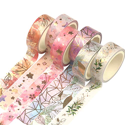 Yubbaex Washi Tape Set 6 Rotoli nastro adesivo colorato colorato decorativo per Forniture Artigianali Fai da te e Decorazioni