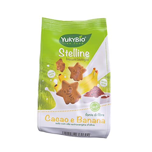 YukyBio, Stelline al Cacao con Banana, Biscotti Biologici per Bambi...