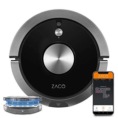 ZACO Robot aspirapolvere e lavapavimenti A9sPro WiFi, Controllo Alexa, Google, App, 3 in 1 Aspira e lava intelligente, navigazione telecamera e mappatura, per parquet, tappeti e peli di animali
