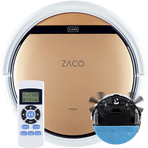 ZACO Robot aspirapolvere e lavapavimenti V5sPro con telecomando, 2 in 1 Aspira e Lava senza fili con stazione, sensore anticaduta per pavimenti, parquet e tappeti, Aspiratore per peli di animali