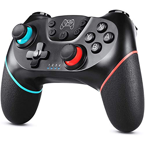Zexrow Controller per N-Switch, Wireless Bluetooth Switch PRO Controller, Switch Joystick per Gamepad con Adjustable Turbo Boost Dual Vibrazione  6-Axis Gyro Rechargeable (Nero)