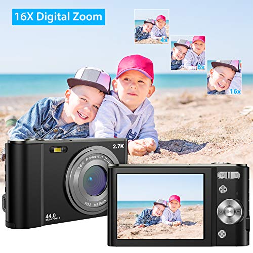 ZORNIK 2.7K Fotocamere Digitali Compatte 2,88 Pollici LCD Ricaricab...