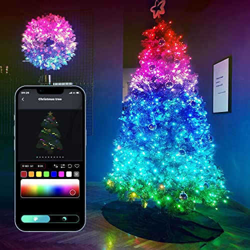 ZWOOS Catena Luminosa RGB 10 m 100 LED, Reagire alla Musica, Alimentazione USB, Impermeabile IP65, Controllo APP Telecomando - per Natale, Camera da letto, Esterno